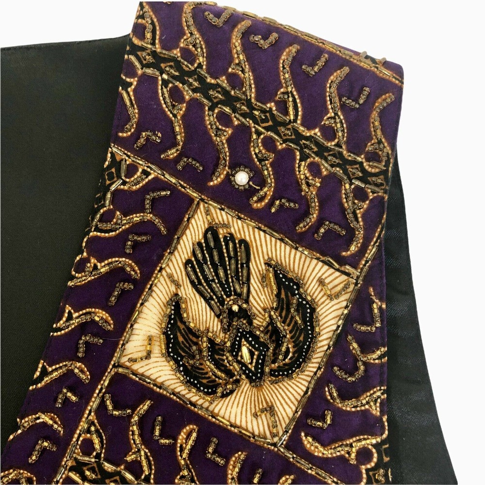 Anna Mori Beaded Vest Black Gold Embellished